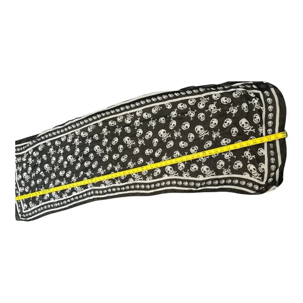 Halloween‎ Spooky Unisex Scarf with Printed Skulls Black & White Grunge Goth